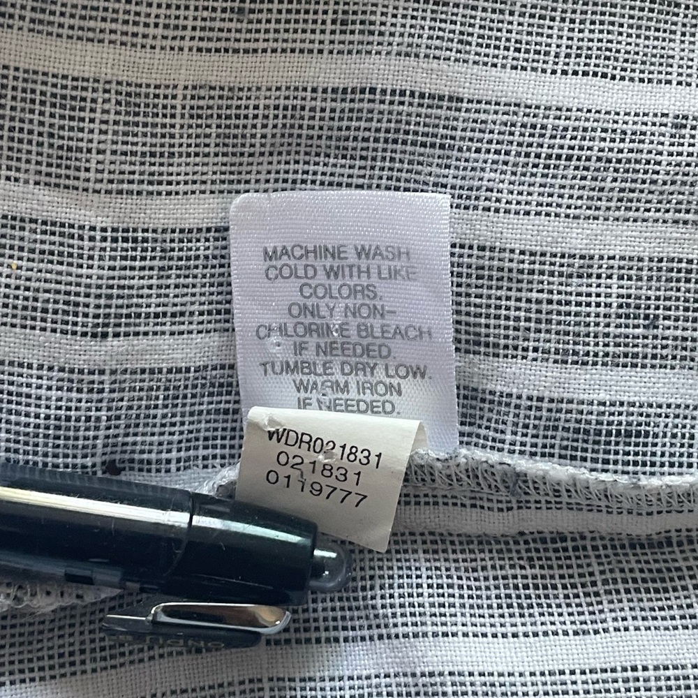 J. Jill 100% Linen Asymmetric Grey White striped Maxi Dress pockets PM EUC - Picture 10 of 16